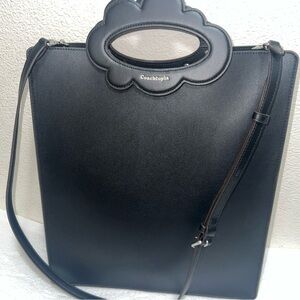 Coach Black Coachtopia Floral-Handle Leather Tote with Strap